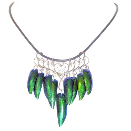 Necklace Emerald Beetle / Beetlewings 9 Wings